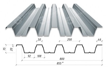 Профнастил H-75 RAL 9006